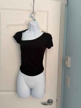 Garage Black Asymmetric Short Sleeve Tee